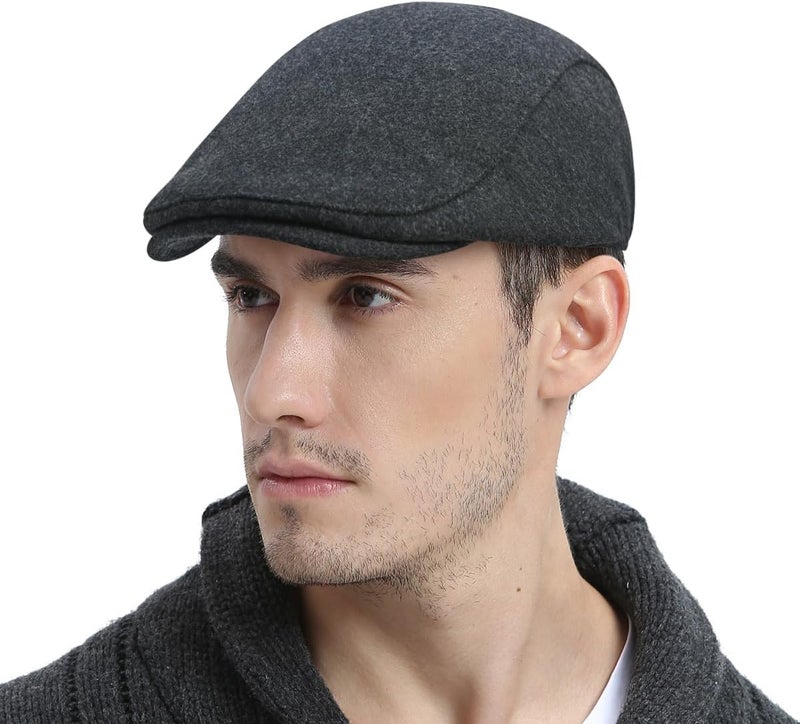FEINION Men Wool Blend Flat Cap Tweed Newsboy Ivy Hat - Image 1